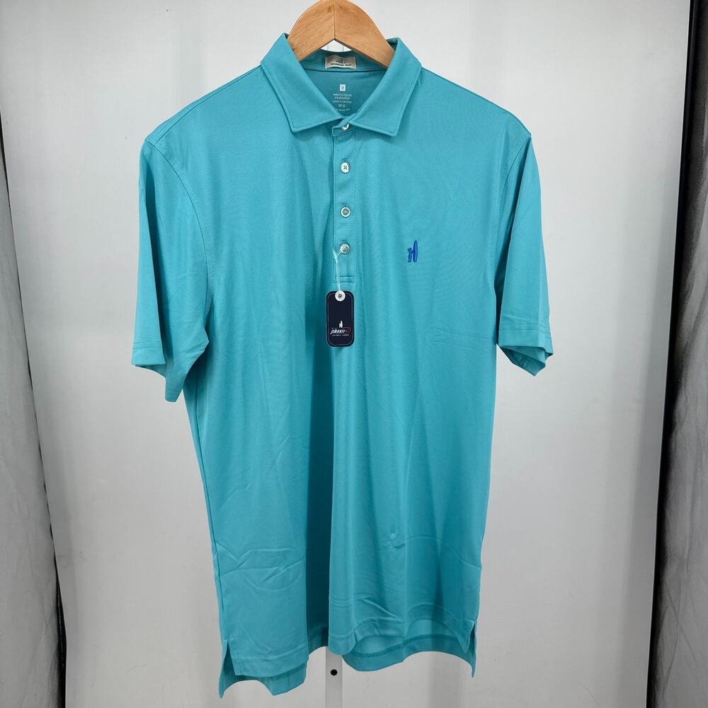 Johnnie-O Fairway Polo Shirt Mens M Peacock Teal Short Sleeve UPF 50 Golf Sport